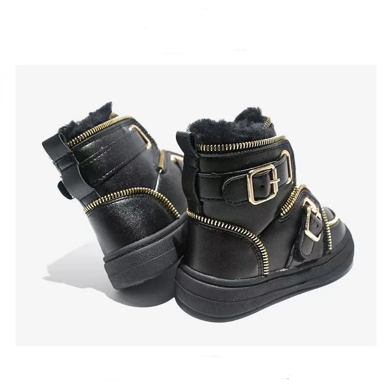 新款时尚百搭休闲秋冬粗跟短靴圆头厚底瘦瘦靴马丁靴9115-1