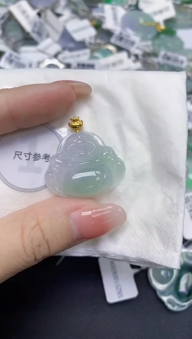 颈饰18K金镶嵌翡翠天然缅甸翡翠A货百元以上9元证书费自理