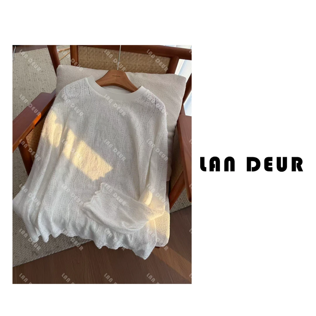 【薄荷白巧】韩系圆领宽松白色T恤蕾丝洋气长袖秋冬打底衫女