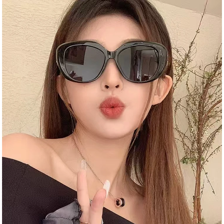 2025新款复古大框高级欧美黑色椭圆防晒防紫外线女款太阳眼镜A208