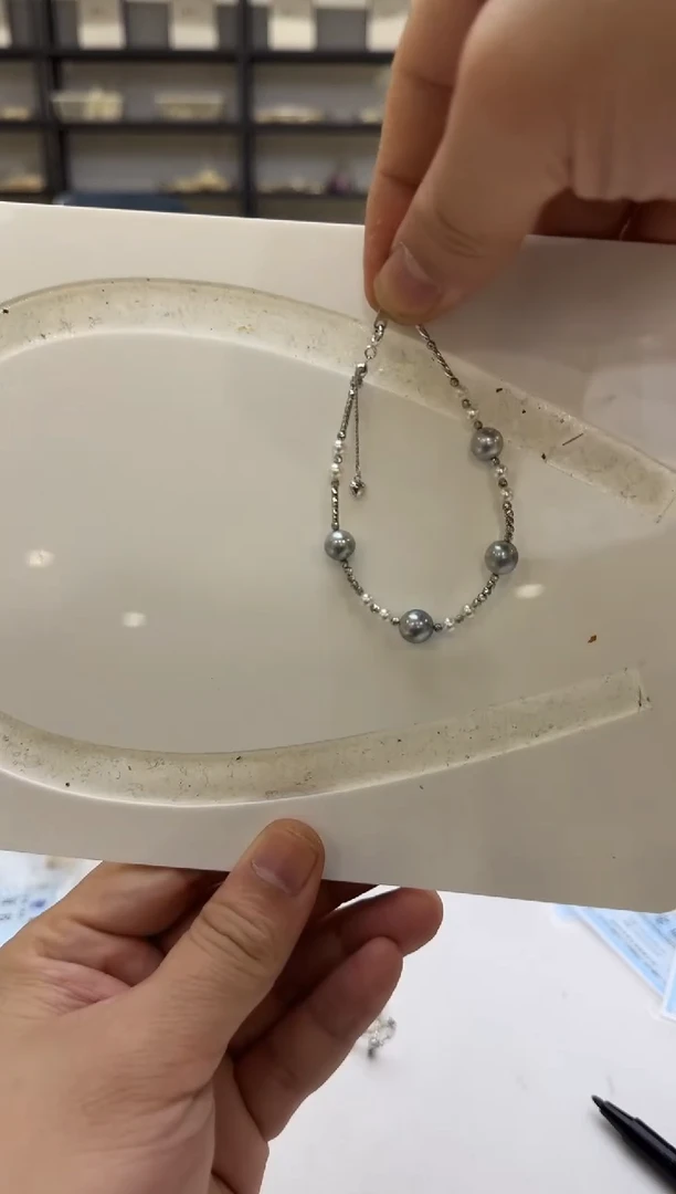 海水珍珠银S925镶嵌手链4-8mm