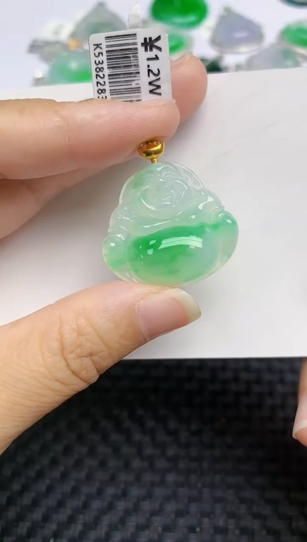 翡翠18K金镶嵌颈饰天然缅甸A货翡翠百元以上9元证书费自理