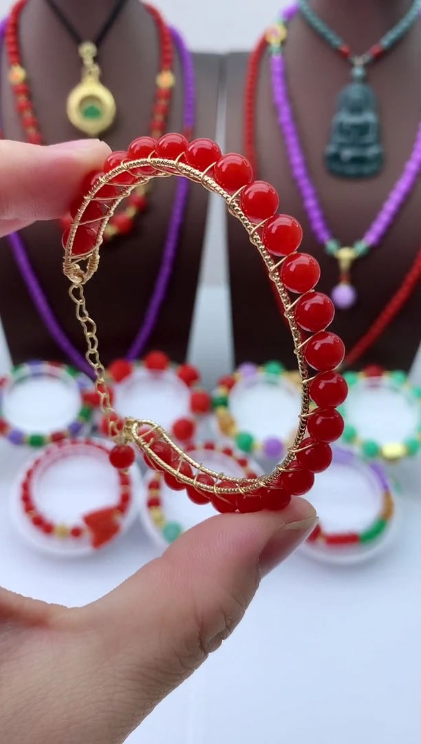 【闪购商品】翡翠手链14K金镶嵌S281手链