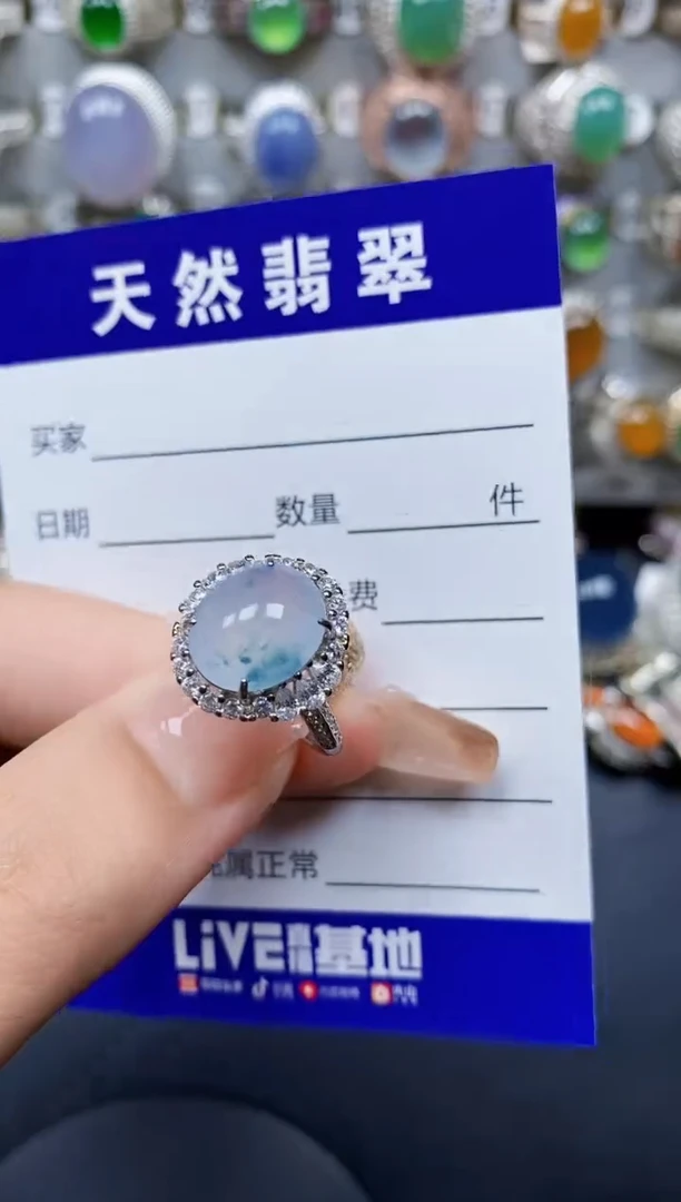 翡翠戒指银S925镶嵌35