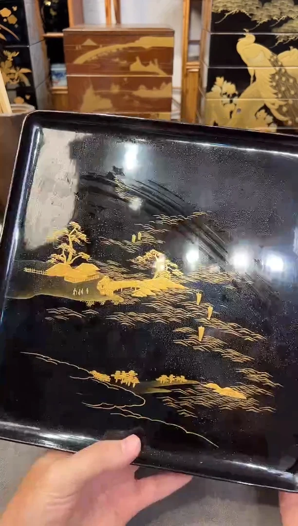 沈金山水茶盘沈金山水茶盘