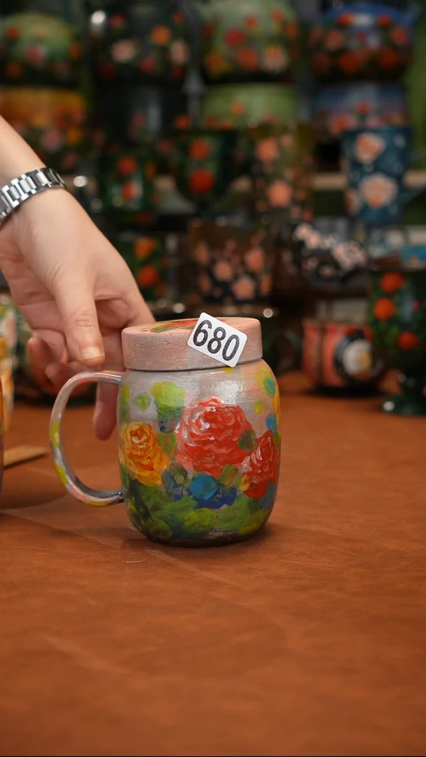 紫砂油画釉下彩手绘680