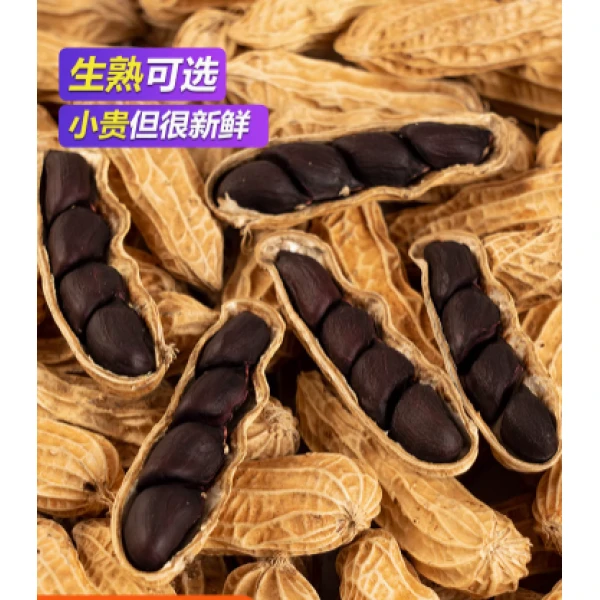 云南黑花生新鲜带壳生的原味炒熟黑皮花生去壳花生米种籽子