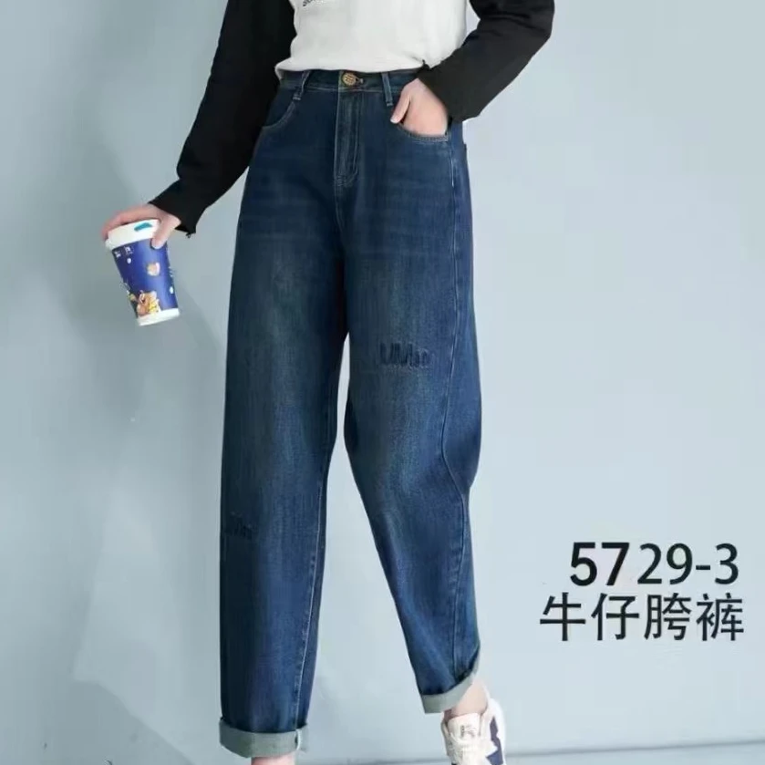 FF-5729-3牛仔裤秋季高腰老爹裤宽松长裤春秋胯裤显瘦阔腿裤子