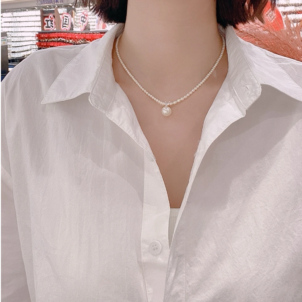 铜合金仿珍珠项链 戴安娜王妃同款法式轻奢项链