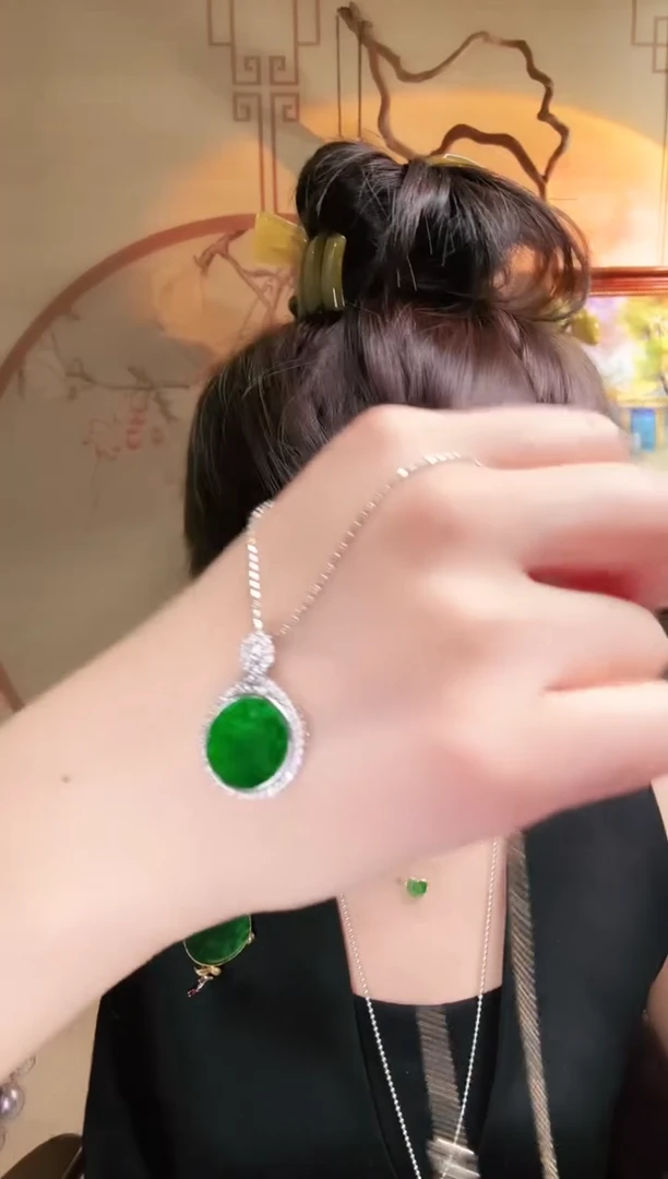 吊坠(不含链)银S925镶嵌翡翠吊坠