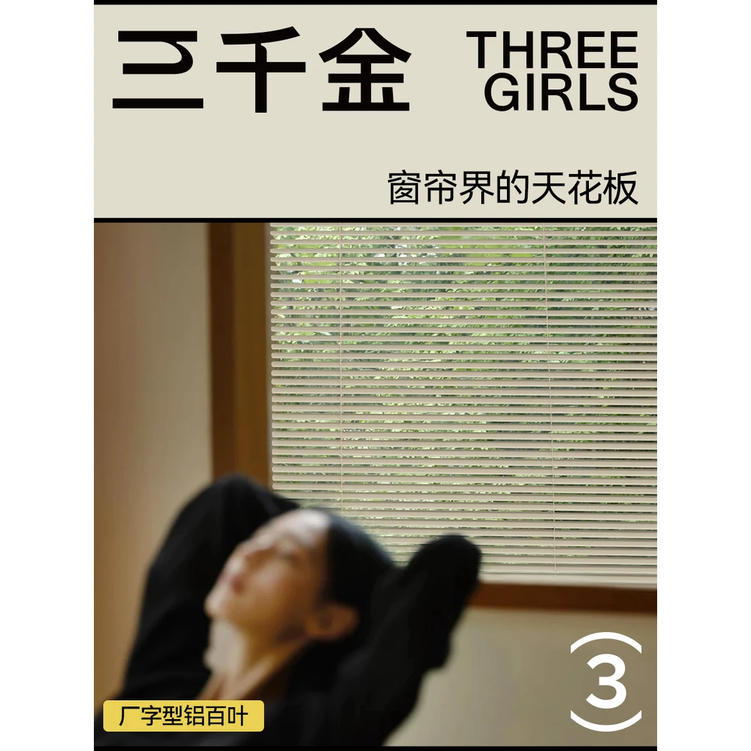 三千金厂字型铝百叶电动卧室卫生间厨房升降卷帘遮光防窥防水