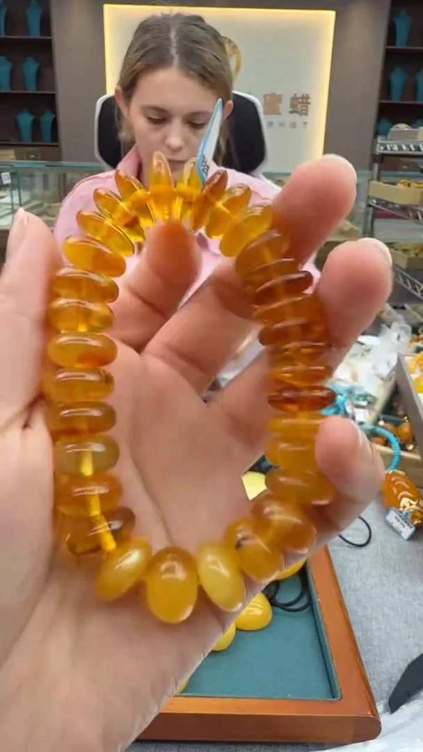 手链琥珀未镶嵌60秒拍号 假一罚三