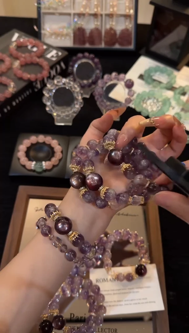 合金手链水晶紫兔毛x3464