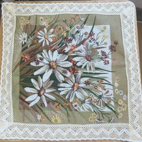 ZN027-21棉麻交织布【55*55/对】雏菊棉麻交织布棉边桌布茶几布