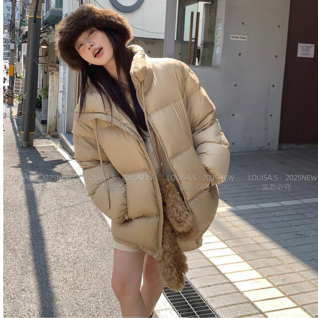 鑫燃Kiki 韩版休闲百搭立领90白鸭绒羽绒服 28209 OBT【B】