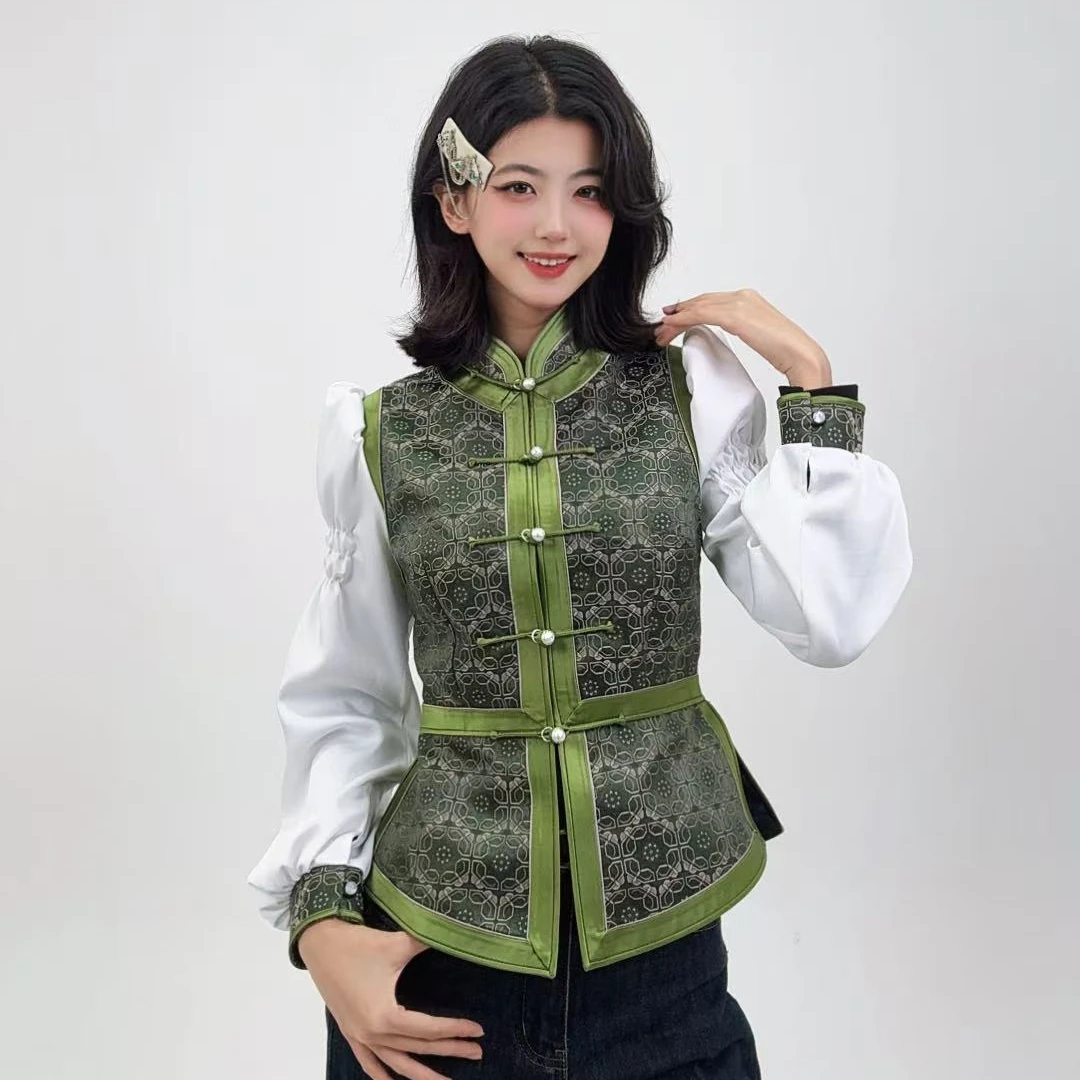 【蒙安娜】DS0001- 民族风纱袖马甲 民族风原创设计