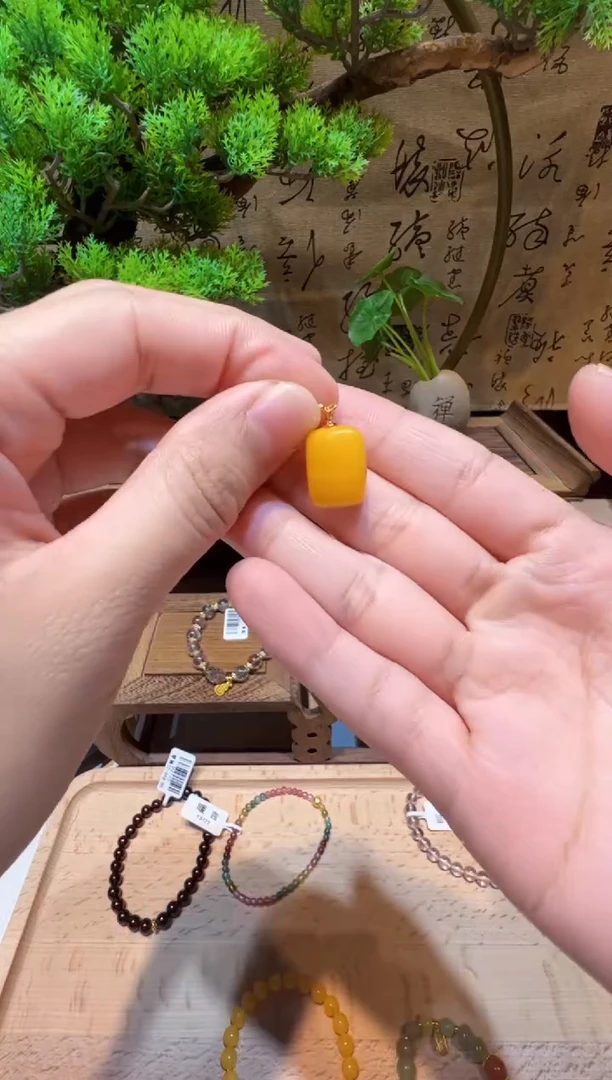 琥珀吊坠(不含链)银S925镶嵌吊坠@@