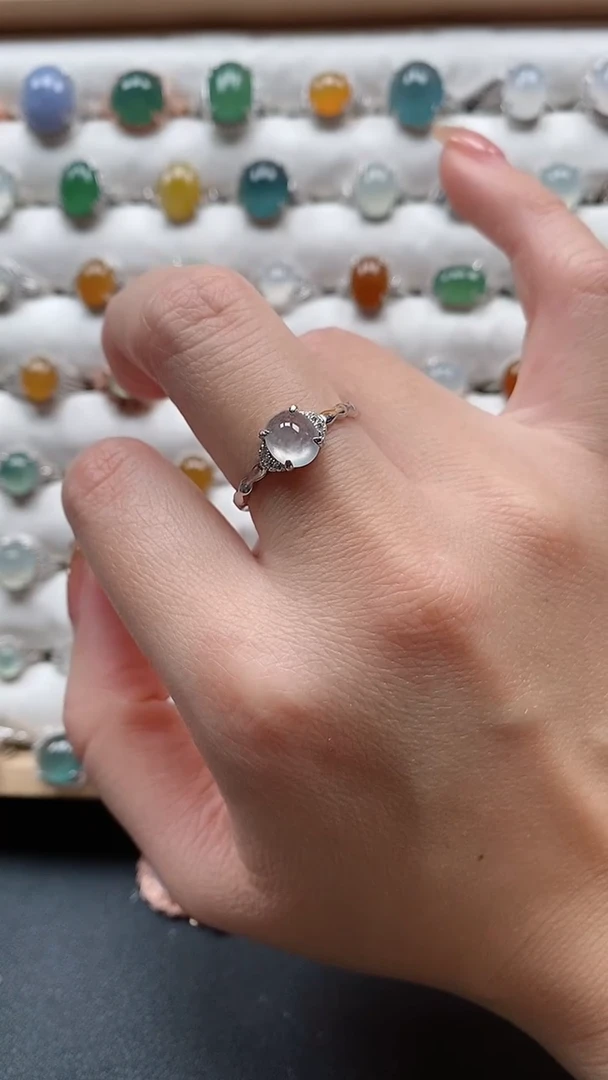 【闪购商品】翡翠戒指银S925镶嵌一物一证一礼盒