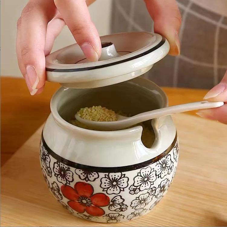 【百善瓷业】TD-300ml红富贵调味罐KP