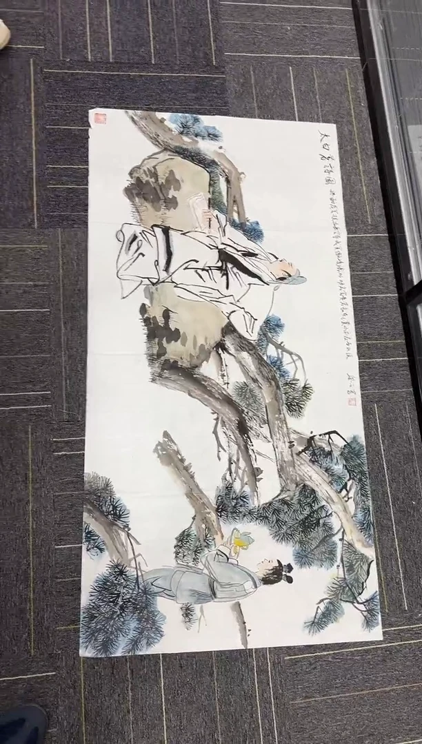 国画国画国画鉴赏手绘实稿 太白著诗图  70*140