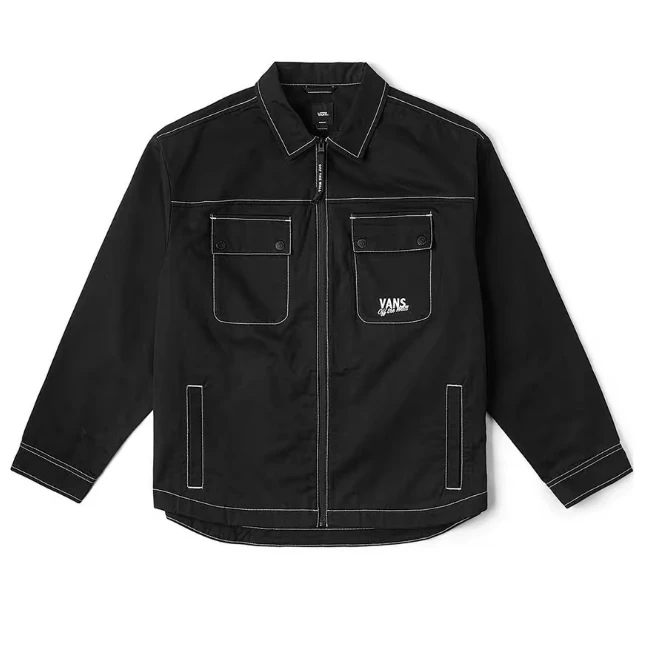 Vans 休闲舒适 长袖翻领多口袋 工装外套 男款 黑色-VN000KC2BLK