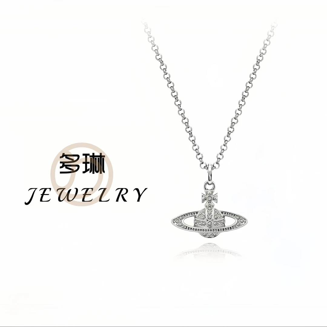 多琳 非金属合成锆石项链 多琳 银色链条别针/经典款项链DS