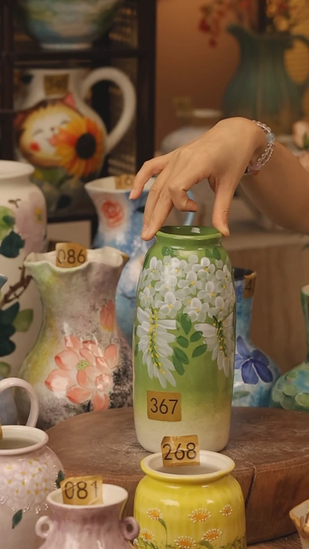 陶瓷景德镇设计师手作花器摆件侘寂风@M367@