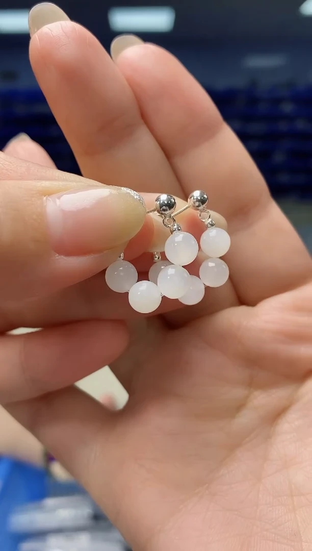 【闪购商品】和田玉耳饰银S925镶嵌G13086