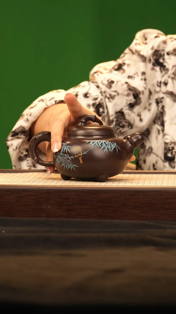 茶壶紫砂XZ道洪竹段 紫焰砂320cc