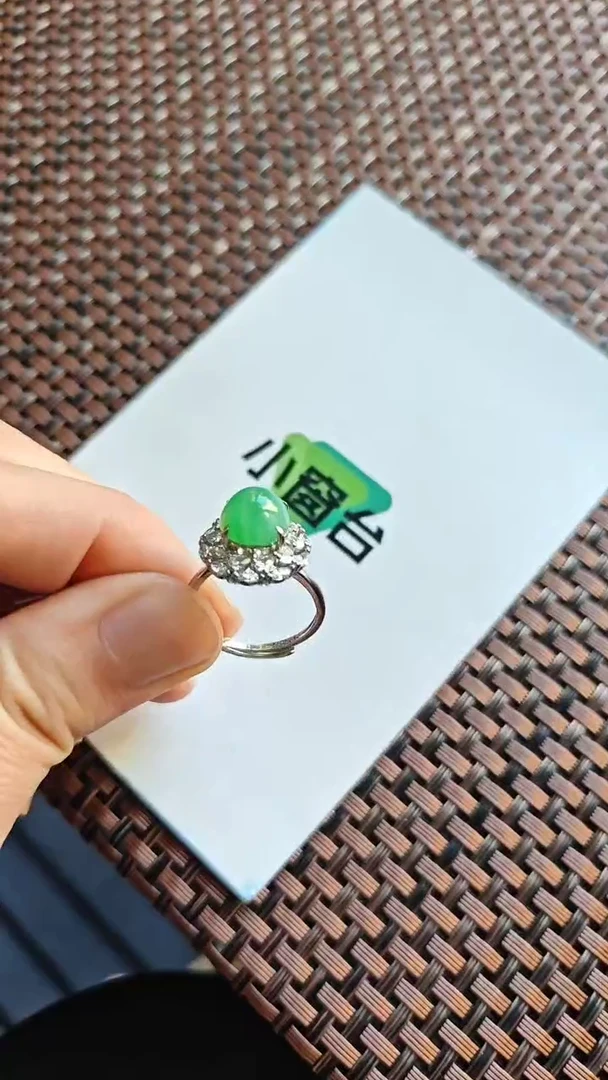 【闪购商品】翡翠戒指银S925镶嵌翡翠戒指S925银镶嵌