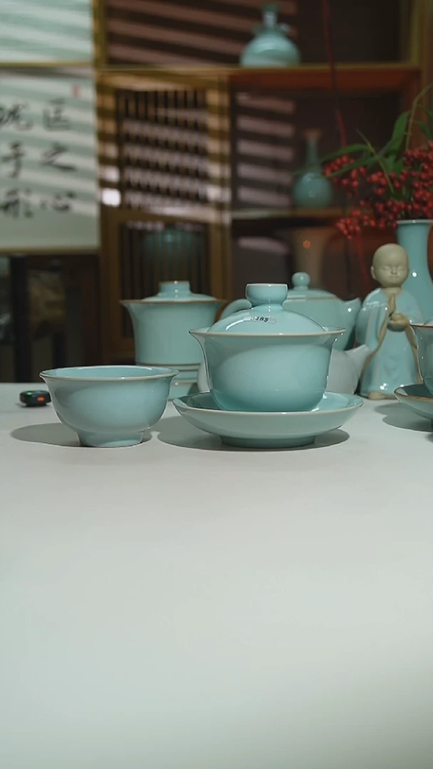 珑匠天青支钉元宝盖碗二级安全包装