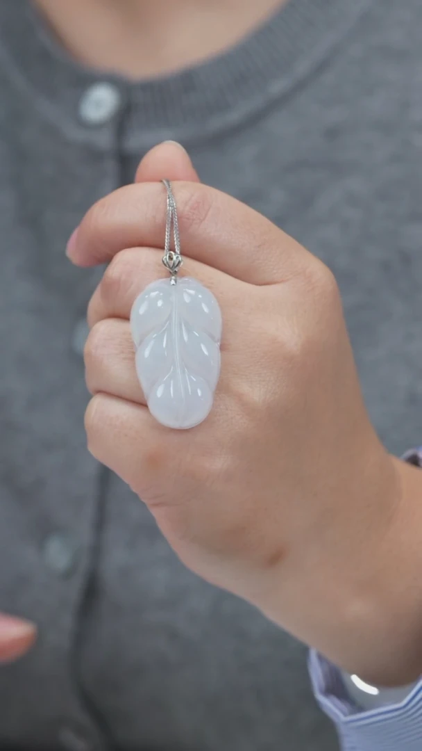 吊坠(不含链)18K金镶嵌翡翠树叶L