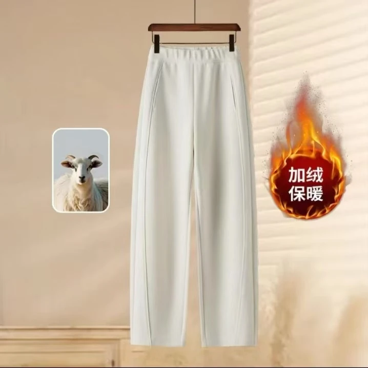 【早春新款】春季加厚慵懒派显瘦舒适垂感百搭时尚休闲弯刀裤1753