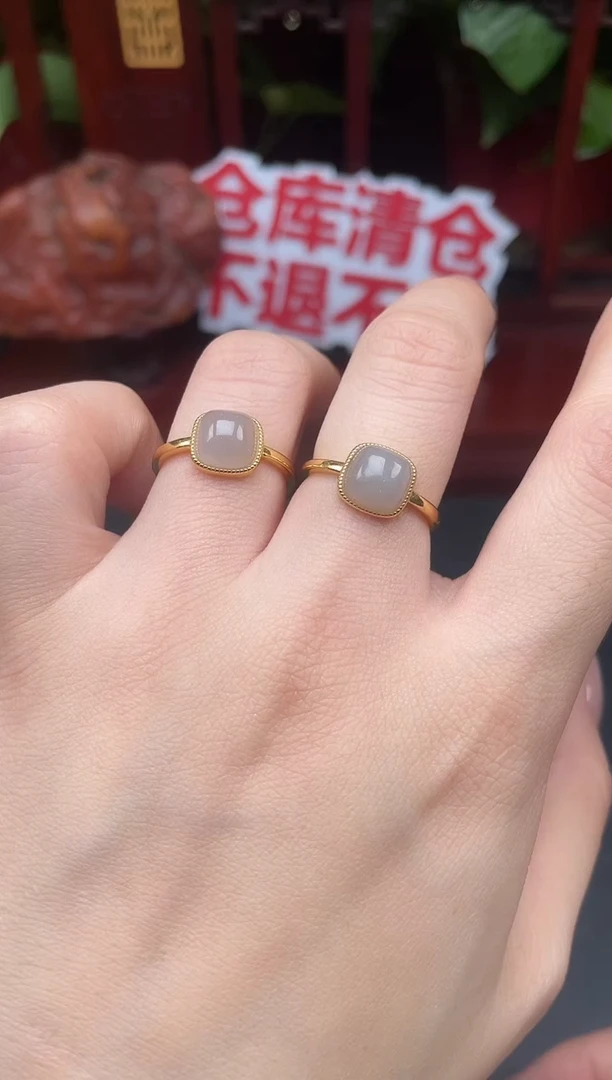 银S925镶嵌戒指和田玉戒指多样性发其一F173