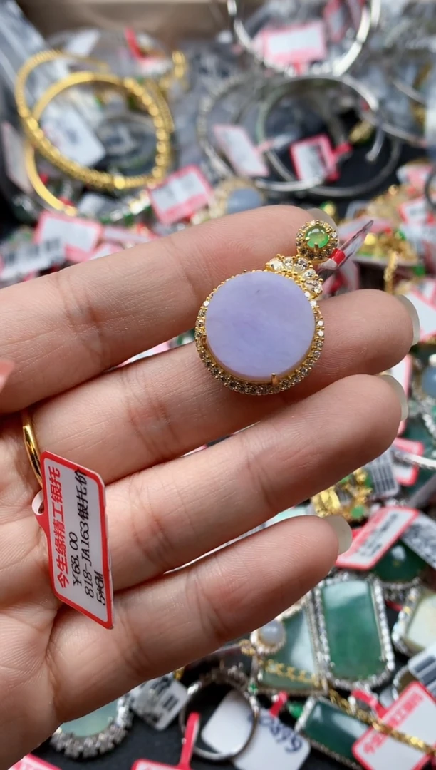 银S925镶嵌戒指翡翠天然A货缅甸翡翠