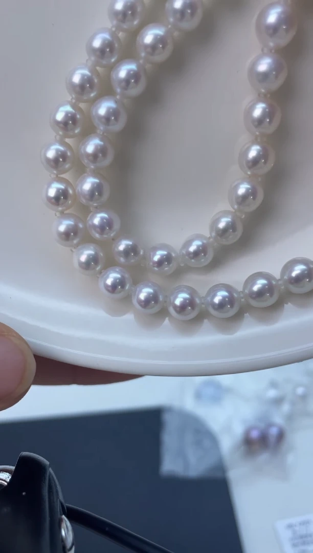 项链银S925镶嵌淡水珍珠爱心扣7-8