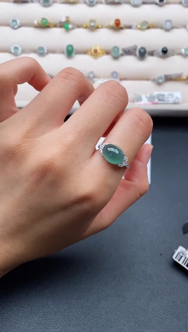 银S925镶嵌戒指翡翠2222222+3