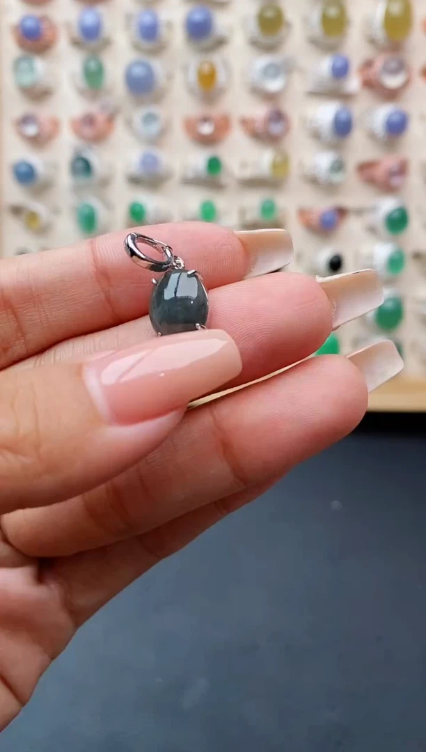 翡翠戒指银S925镶嵌缅甸天然A货翡翠44   3-9