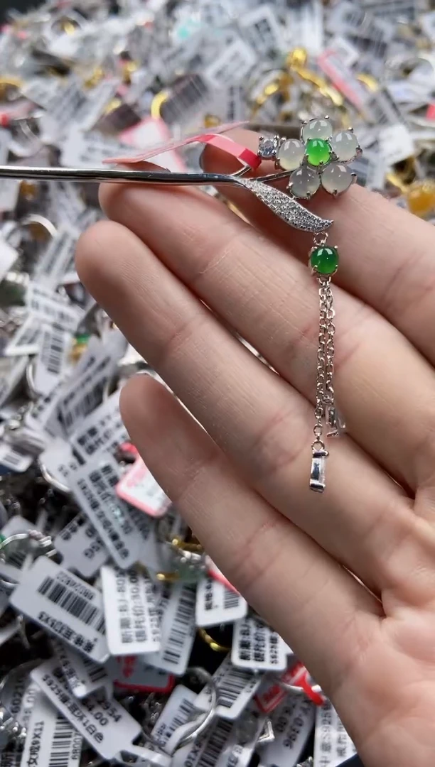 翡翠戒指银S925镶嵌2222----6