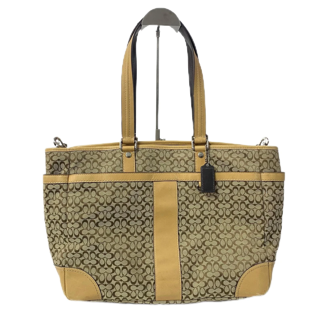 95新 COACH/蔻驰 经典老花帆布拼皮单肩手提包 AF-10008-C