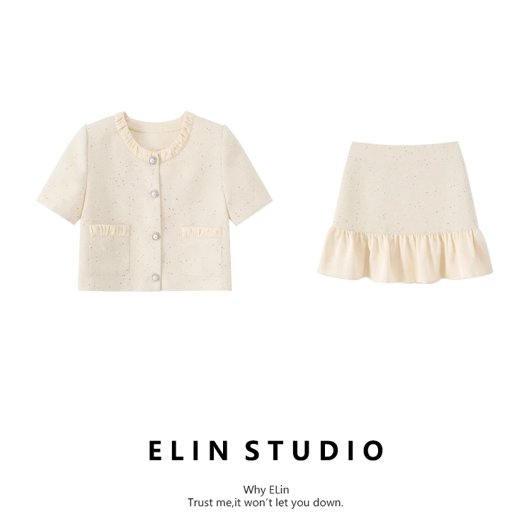 ELIN/现货【奈莉千金】夏新款气质显瘦百搭轻奢洋气时尚套装#LT302