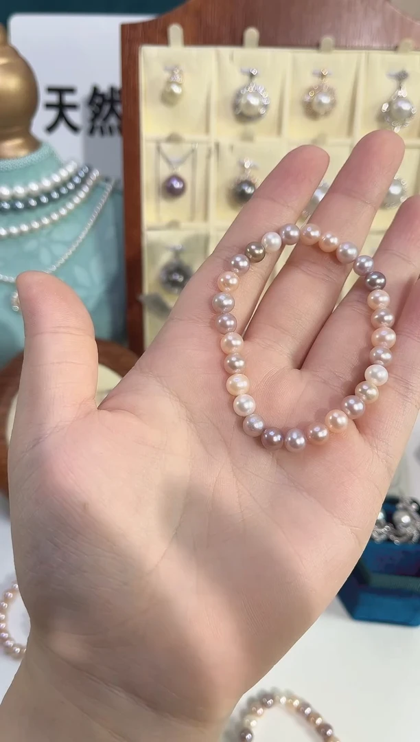 银S925镶嵌手链淡水珍珠手链