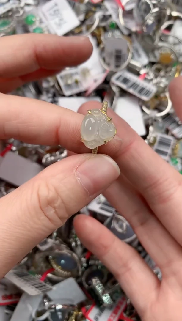 银S925镶嵌戒指翡翠888   3