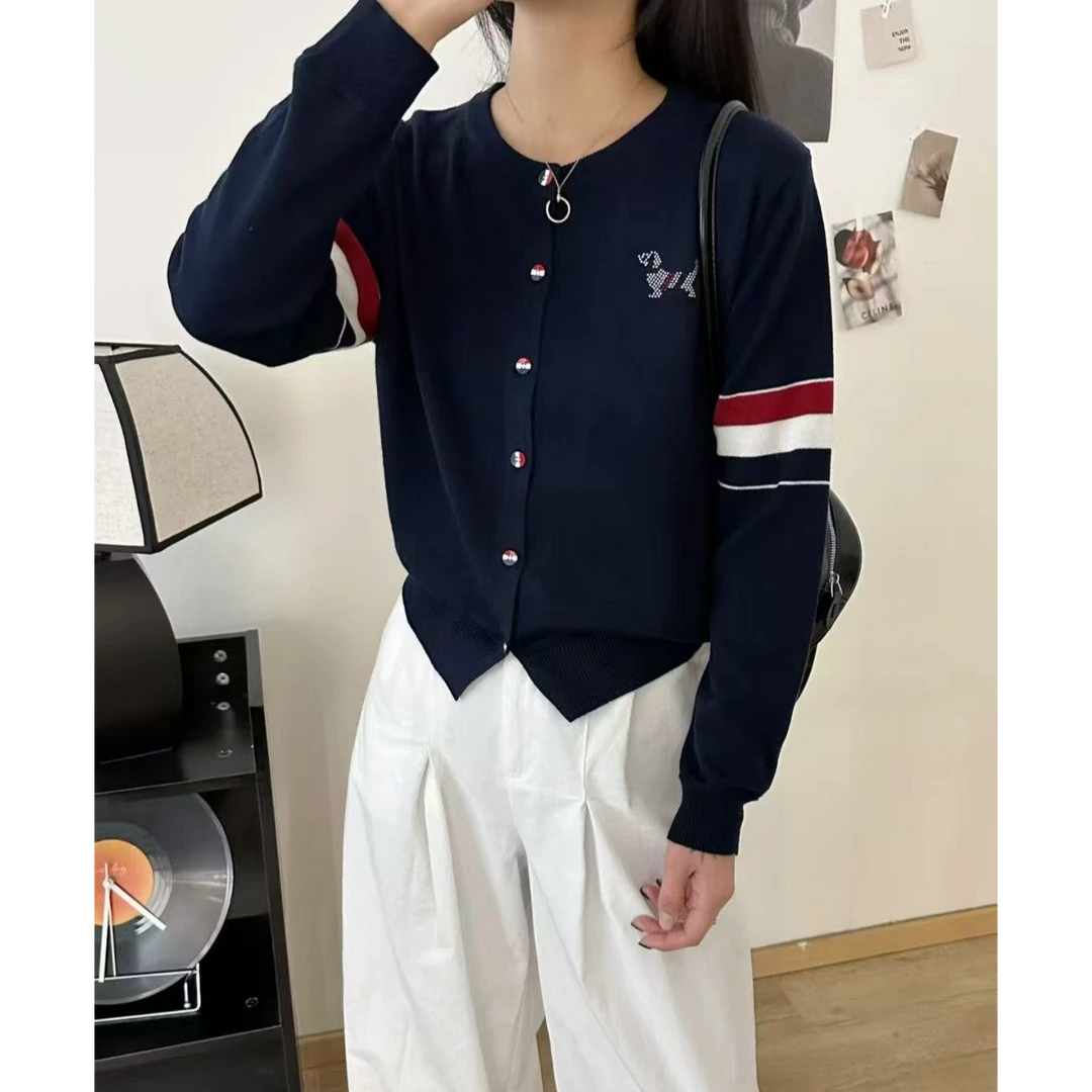 【中環专享品牌清-L】3381烫钻小狗开衫秋冬新款针织开衫长袖宽松