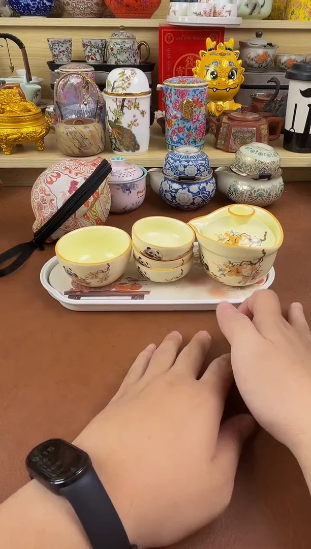 陶瓷茶具摆件旅行套组