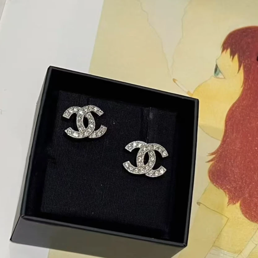 99新 Chanel/香奈儿 双C钻耳钉0019/休闲时尚/香选