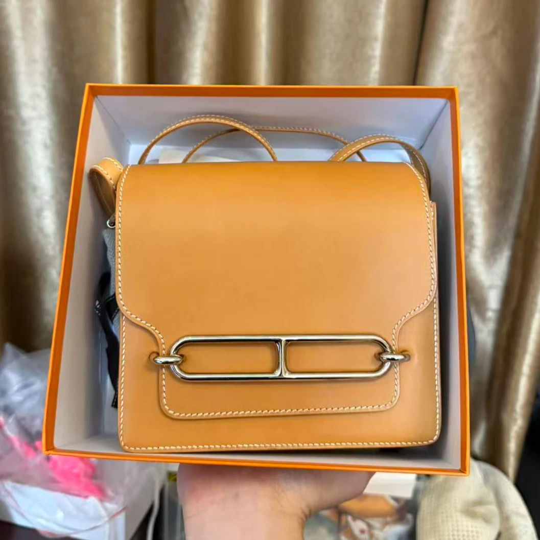 99新 Hermes/爱马仕 爱马仕猪鼻子19金棕马鞍皮X单肩包9434023