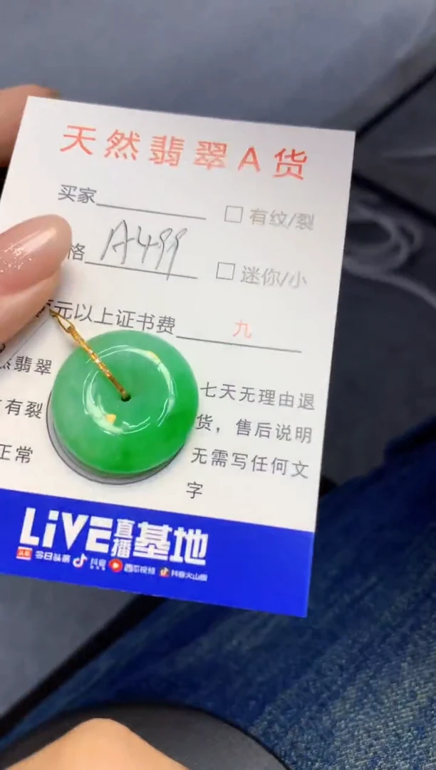 颈饰18K金镶嵌翡翠天然A货缅甸翡翠百元以上9元证书费自理