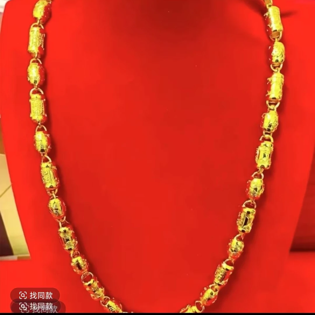 合金项链 【桶珠项链】男士 男款 空心 经典 霸气 精美 光珠 时尚