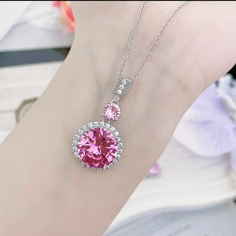 铜合金锆石吊坠 气质轻奢时尚经典灵动镶嵌坠链素款项链7173-2